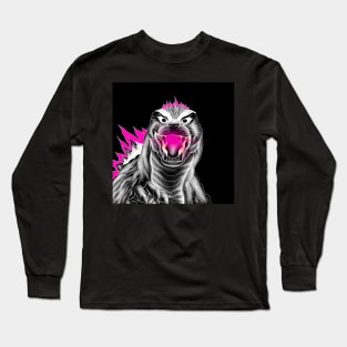 godzilla in led lightning plasma radioactive kaiju Long Sleeve T-Shirt